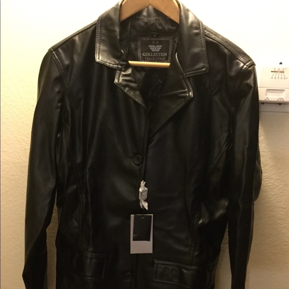 EA collection black Faux Leather Jacket.